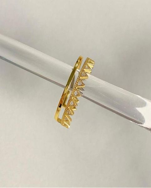 

cluster rings 925 sterling silver double layer ring fashion open resizable gifts for women geometry design wedding jewlery organis7636951, Golden;silver