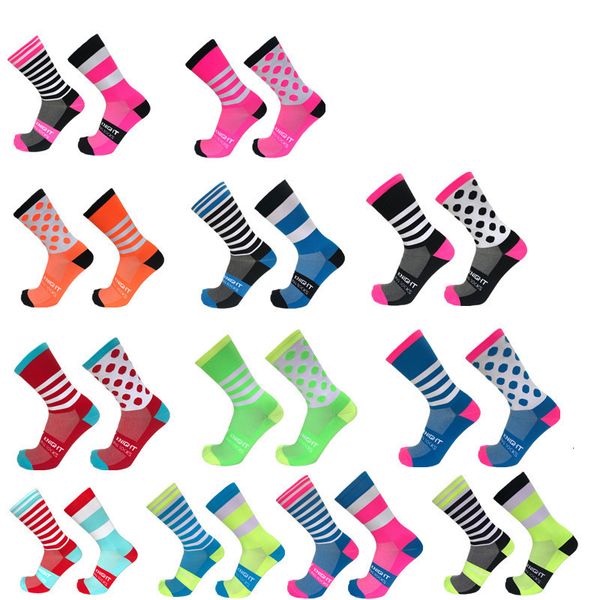

sports socks stripe dot cycling professional brand sport breathable bicycle sock outdoor racing running 230801, Black