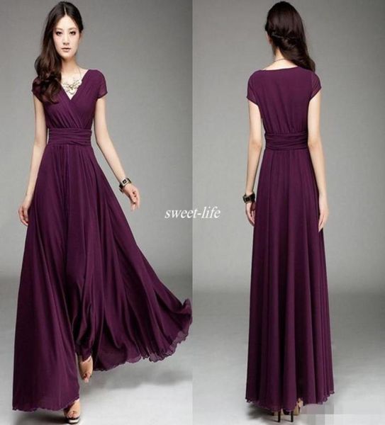 

v neck short sleeve long chiffon bridesmaid dresses ruffle elegant a line prom dresses 2020 floor length burgundy wedding party dr4069463, White;pink