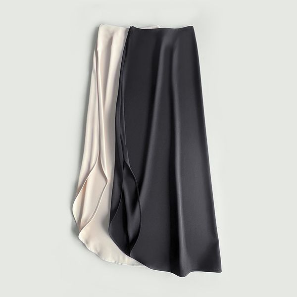 

new t-otemeo side slit half length skirt, Black;gray