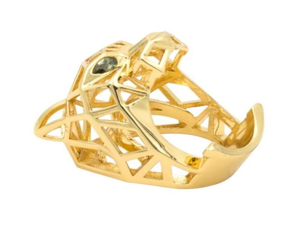 

green eyes leopard panther cocktail ring for men women crystals jewelry accessories ria0035418133, Golden;silver