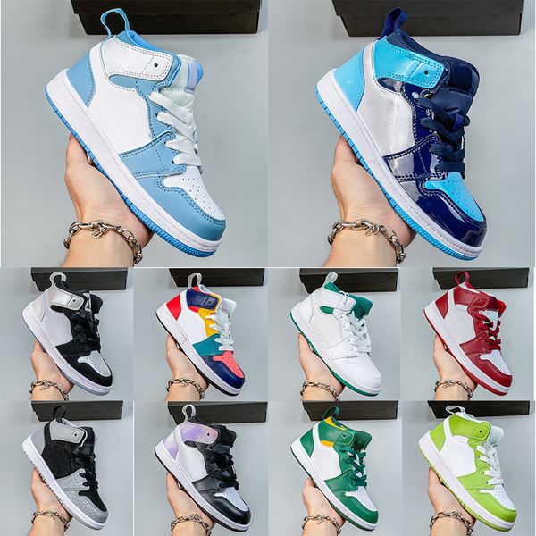 

jumpman 1 1s high kids shoes basketball sports dark mocha patent red university digital pink blue black toe boys girls children trainers eur