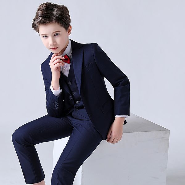 

suits flower boys wedding suit kids prom party tuxedo formal blazer children's day pinao performance costume school uniform 2-16t 23080, Black