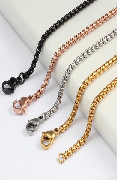 

whole square rolo 25mm 1832 inches silverrose goldgoldblack stainless steel chain necklace jewelry1788860, Silver