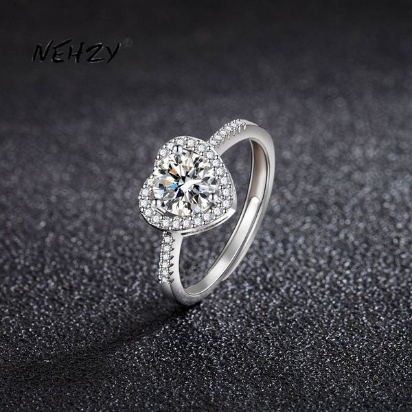 

wedding rings nehzy silver plating woman fashion jewelry one carat cubic zirconia heart shaped adjustable ring 230801, Slivery;golden