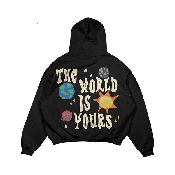 

men's hoodies sweatshirts korean version oversized letter printed sweater for men women american retro loose fried street casual couple, Black