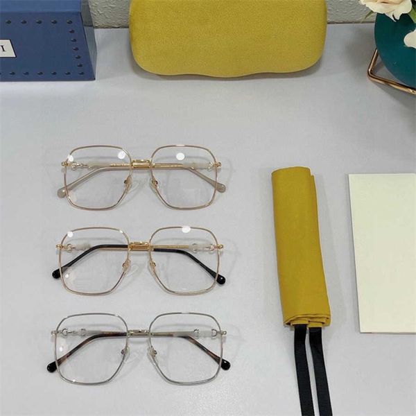 

luxury designer sunglasses 2023 new g family pingguang network red ni lu han same style horsehead buckle optical glasses frame gg0952, White;black