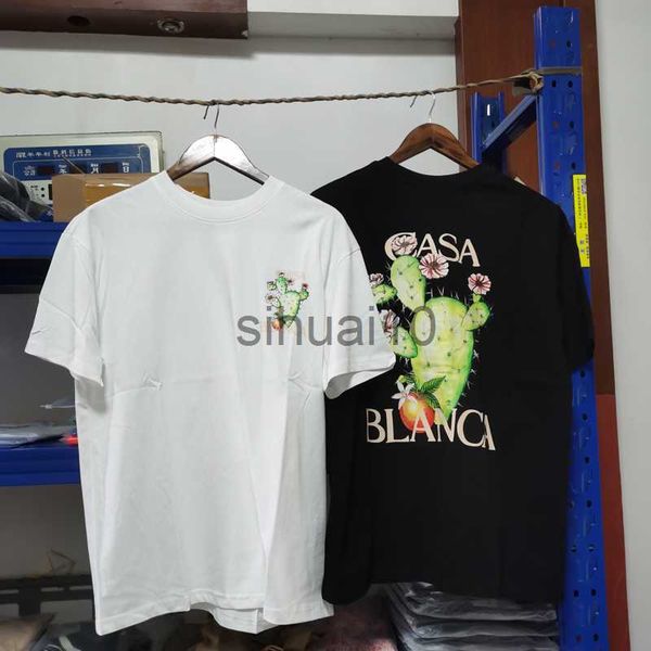 

men's t-shirts summer ps of real cactus letters printed casablanca t-shirt cotton short sleeve t-shirt for men and women short sleeve j, White;black