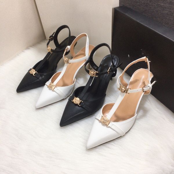 

fashion luxury designer sandals women's summer banquet dress shoes high-heeled pumps pointed toe sling back women shoe eu size 35-42 01, Black