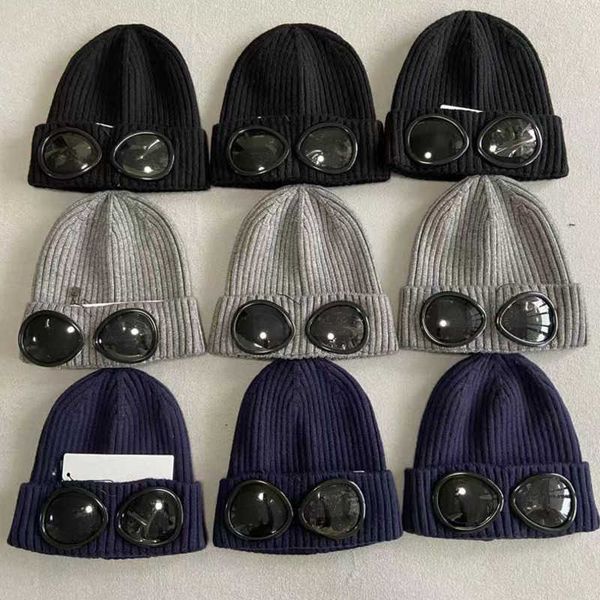 

beanie/skull caps designer two lens glasses goggles beanies men knitted hats skull caps outdoor women uniewinter beanie black grey bonnet, Blue;gray