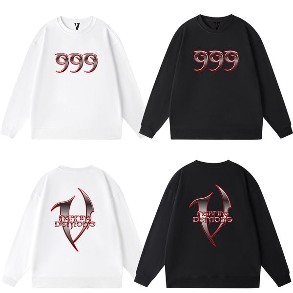 

vlone hoodies female couple loose street sweatshirts hip hop trend men's cotton casual letter printing v8888, Black