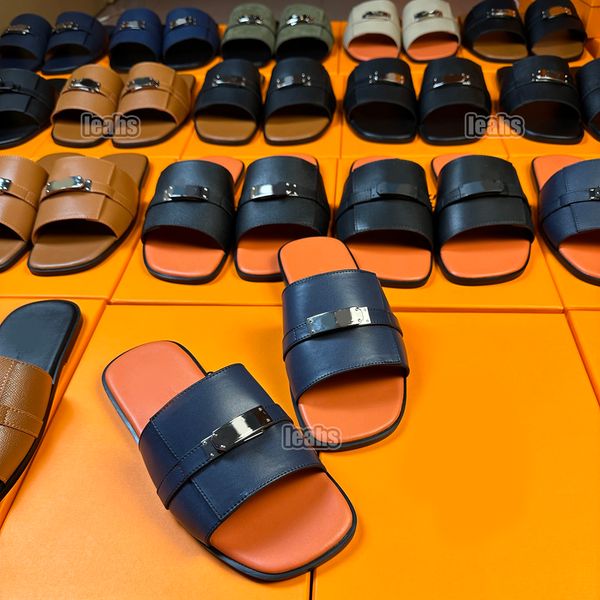 

des chaussures designer slide mens shoe giulia h sandal oran designer slipper chypre leather sandal mens flip flop sandale flat noir calfski, Black