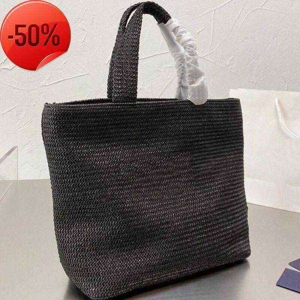 

5a leisure knitting shopping tote bag women fashion manual weave straw fabrics large capacity vacation beach bags light wild wholesale