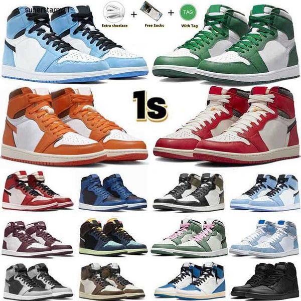 

jumpman 1 basketball shoes 1s unc university blue high mid cut leather rubber dark mocha royal chicago obsidian white men women sports train, Black