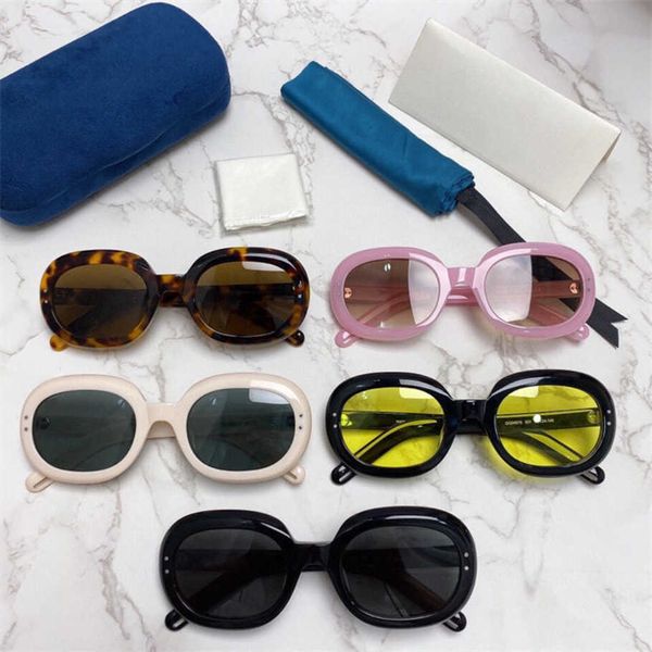 

luxury designer 2023 new personalized oval sunglasses mesh red same style small frame sunglasses gg0497 fashion, White;black
