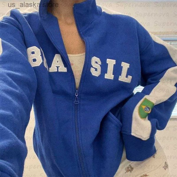 

men's hoodies sweatshirts weimei high street commuter letter embroidered zipper sweatshirt gothic sports garbage y2k regional style men, Black