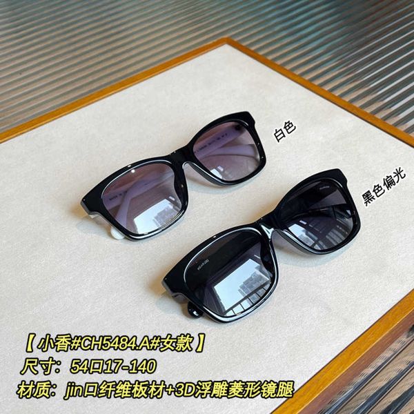 

2023 new luxury designer shendai produces 23 new ch5484 women's sunglasses high-end fiber board 3d relief mirror legs style 1, White;black