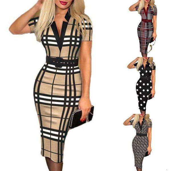 

fashion check v neck long sleeved dress for women, Black;gray