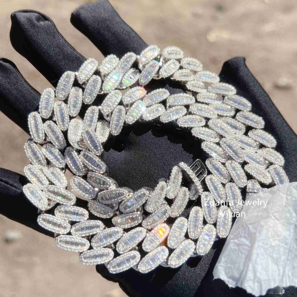 

16mm width silver s925 fashion necklace vvs moissanite diamond hip hop jewelry iced out jewelry cuban link chain