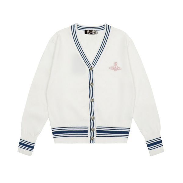 

duyou vivi enne men's orb cardigan sweater west wood hip hop streetwear knitted sweater men gothic letter print pullover harajuku cotto, White;black