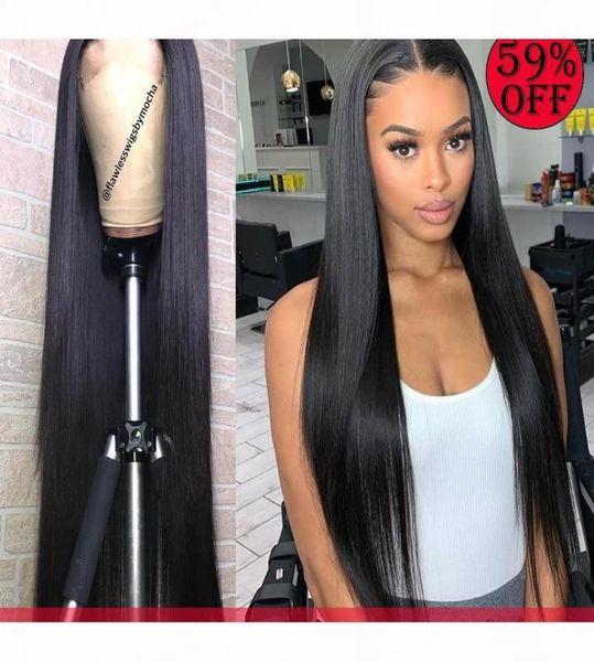 

melodie 28 30 inch straight lace front wigs 180 density brazilian human hair for black women pre plucked 360 lace frontal wig4236029, Black;brown