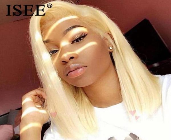 

2020 new 613 blonde bob wig 13x4 short lace front human hair wigs for women remy 150 density brazilian straight 613 bob human hai1502493, Black