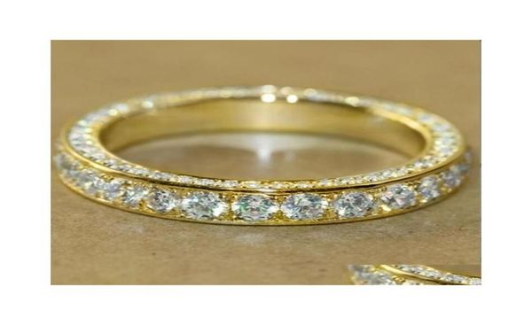 

wedding rings ins sell simple fashion jewelry 925 sterling sier gold fill round cut white z cz diamond gemstones eternity 2685939, Slivery;golden