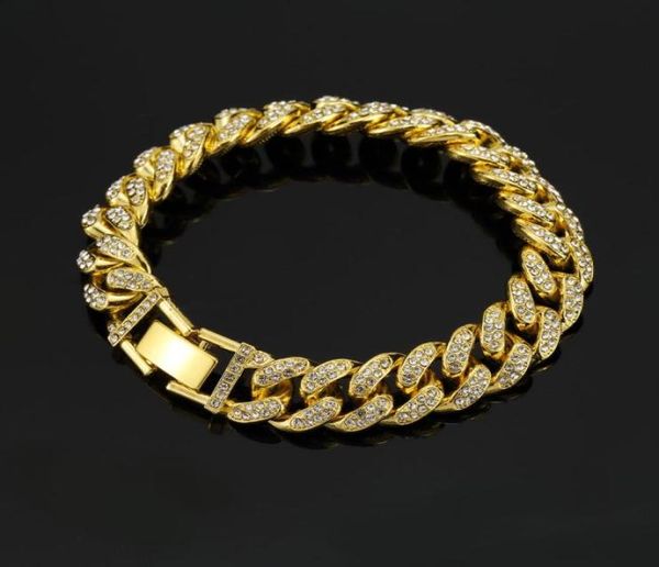 

miami cuban chain hip hop bracelets hiphop iced out jewelry cubic zirconia bling bling chains 21cm12cm whole4422220, Black