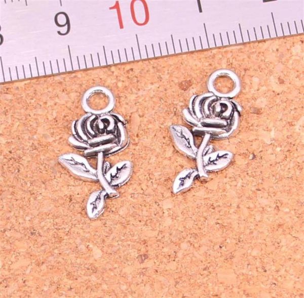 

175pcs charms flower rose antique silver plated pendants making diy handmade tibetan silver jewelry 21mm29971118180, Bronze;silver