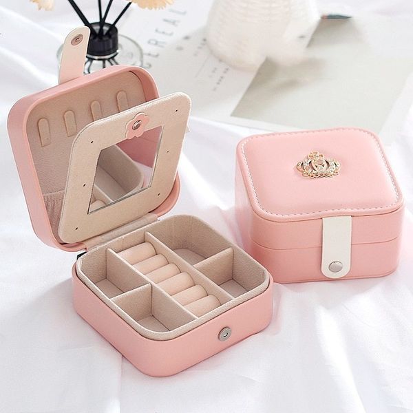 

jewelry boxes 1pcs double layer storage box ladies light luxury style clever compartment design leather 230801, Black;white