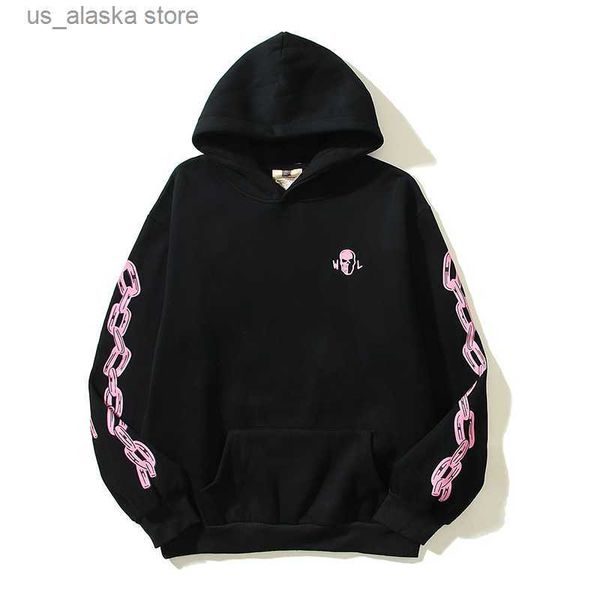 

men's hoodies sweatshirts y2k high street skull graffiti fleece pullover sweatshirts men's stranger things oversized loose hooded, Black