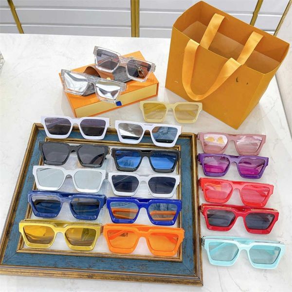 

2023 new luxury designer new female ins same street p plate box sunglasses fashion male z1165, White;black