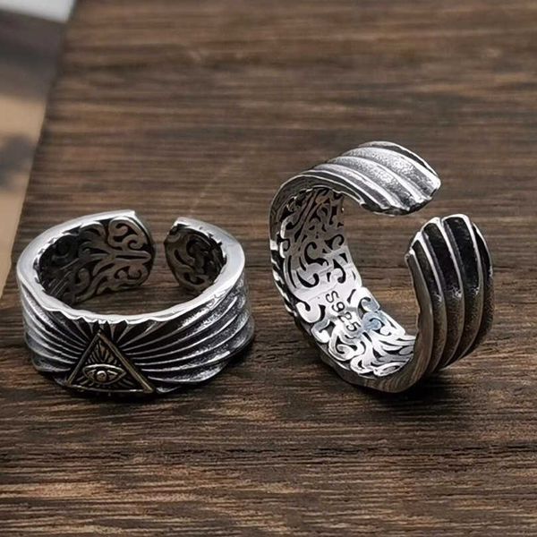 

chrome heart 925 sterling silver thai silver jewelry god's eye metal texture men's trendsetter finger ring lover men's and wo