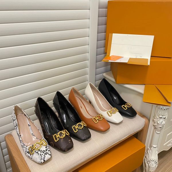 

rotary high heels sandals lacquered cow leather dress shoes heavy metal chain square head quality and comfort women slipper 09, Black