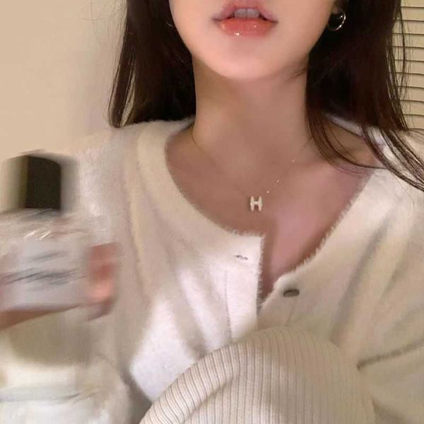 

letter female full body titanium steel h necklace small luxury design elegant and stylish collar chain, Silver