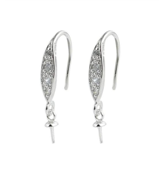 

hook earring settings 925 sterling silver pearls diy jewelry making earrings mount 5 pairs253k7266199, Slivery;crystal