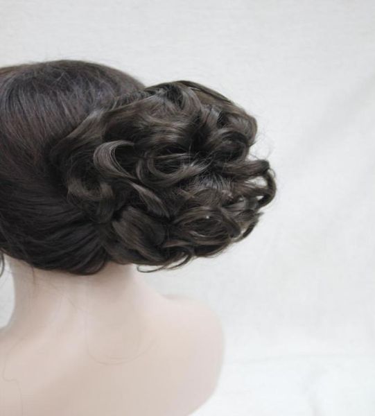 

fashion women039s dark brown synthetic short curly wavy claw clip ponytail pony tail hair extension hairpiece9589162, Black