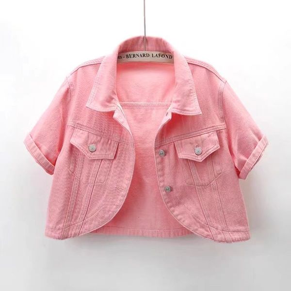 

jackets spring summer women denim jacket solid color casual short denim coat female short sleeve pink jean jacket outerwear chaquetas 230801, Blue;gray