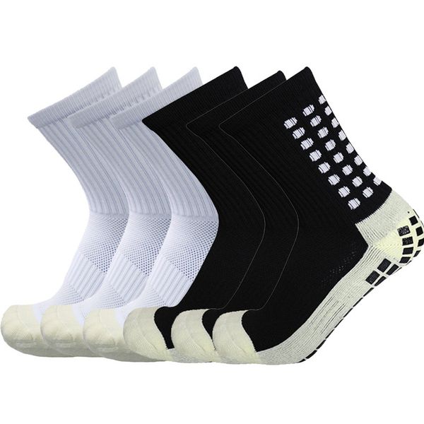 

men's socks 6 pairs/lot men women football socks cotton square silicone suction cup anti slip soccer sports sport socks baseball rugby, Black