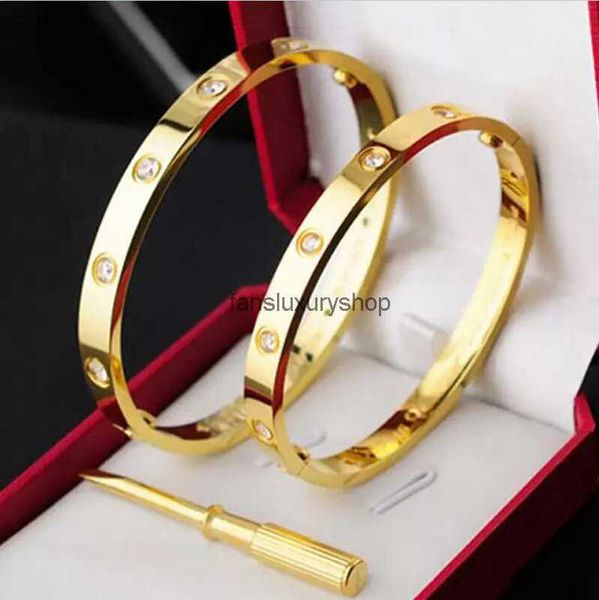 

fashion love bracelet ladies rose gold silver lady bangle titanium steel screw screwdriver diamond luxury designer jewelry womens mens brace, Black