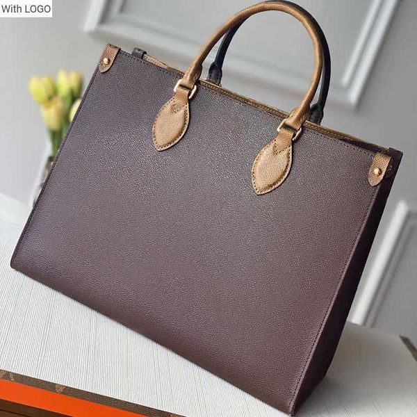 

2023 new 9a l bag high imitation designer tote bag onthego 35cm genuine leather shopping bag m45321 zl004, Black