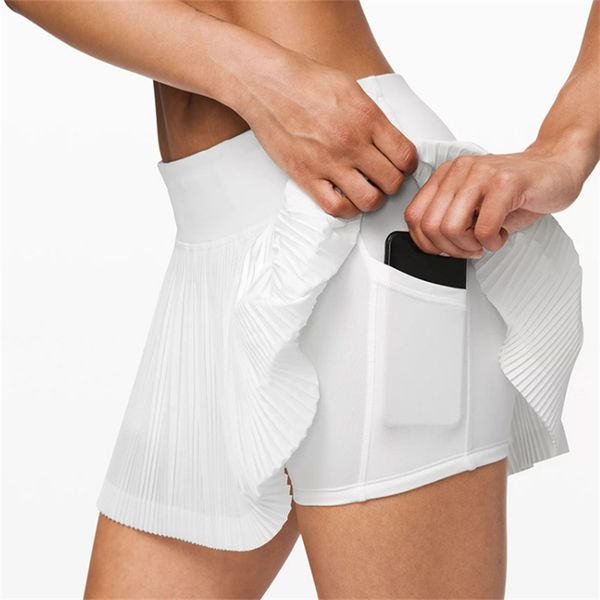 

ll women's pants new water-cooled cooling elastic waistband fashion pleated skirt with double layer anti glare three way yoga short ski