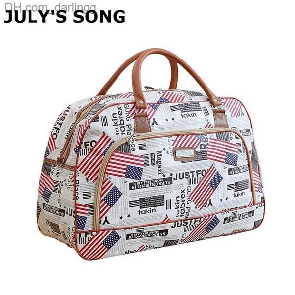 

outdoor bags july's song women travel bag large capacity pu leather waterproof luggage duffel casual tote weekender for short trip 2111