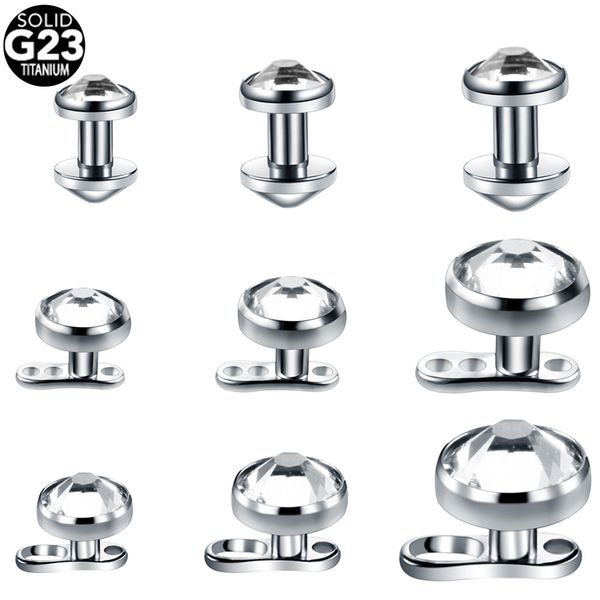 

navel bell button rings 20pcs/lot g23 micro dermal anchor set with base dermal piercing hide in skin dermal rings piercings body jewelry 230, Silver