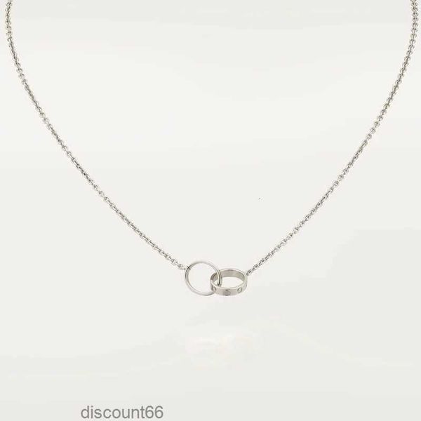 

new classic design double loop charms pendant love necklace for women girls 316l steel wedding jewelry collares collierarpp, Silver