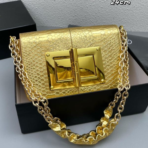 

crocodile leather shoulder bag shiny stamped handbag purse fashion letter oversize turnlock lady clutch crossbody bags detchable chain strap