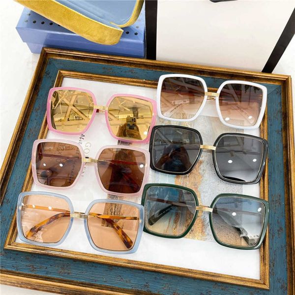 

new luxury designer 2023 new g family square large frame sunglasses women ins net red same style face sunglasses gg0903, White;black