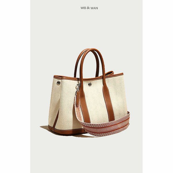 

wholesale original party garden home tote bags online shop canvas with layer cowhide womens bag garden 2023 new handbag leather contrast sin