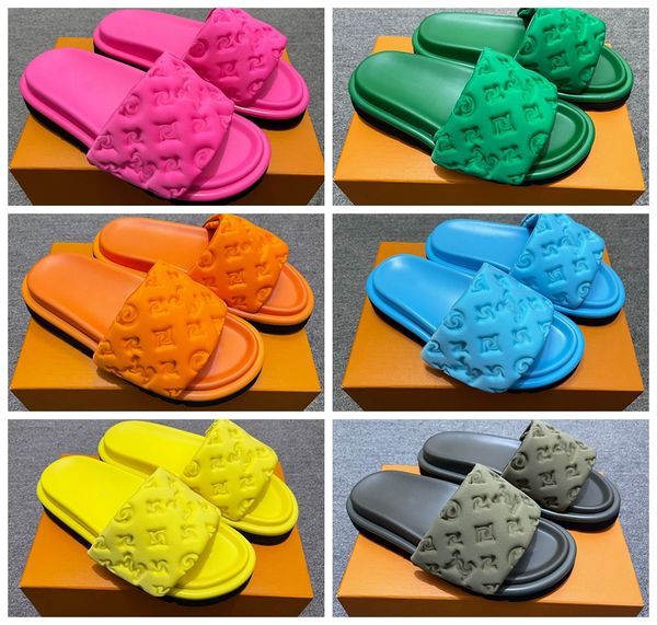 

2023 new designer sandals couples slippers men women summer flat shoes fashion beach slippers slides, Black