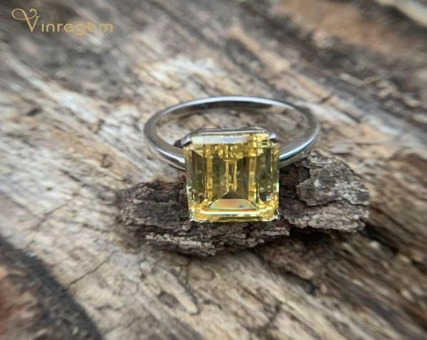 

cluster rings vinregem 100 925 sterling silver emerald cut created moissanite citrine pink sapphire gemstone engagement fine jewe2155390, Golden;silver